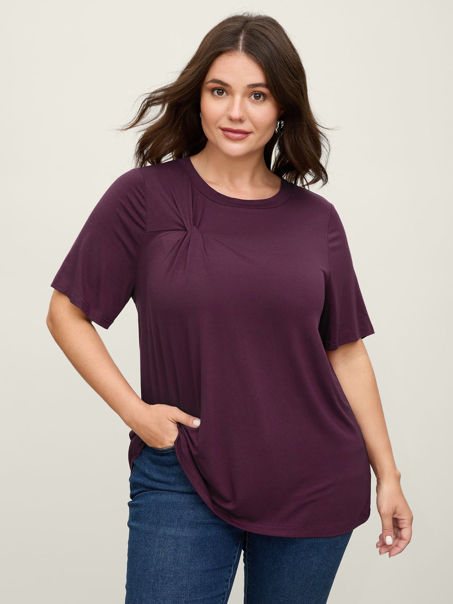 Supersoft Knotted Solid T-Shirt
