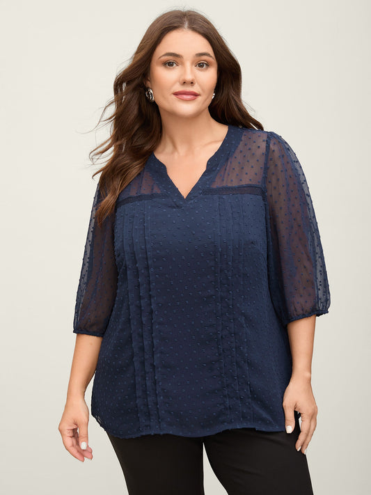 Polka Dots Sheer Textured Blouse