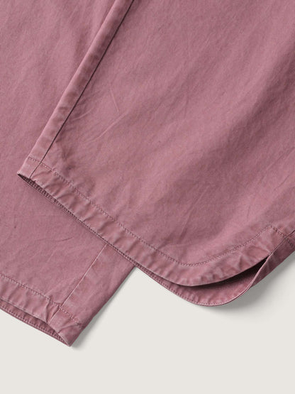 Cotton Shirred Wide Waistband Hem Slit Pants