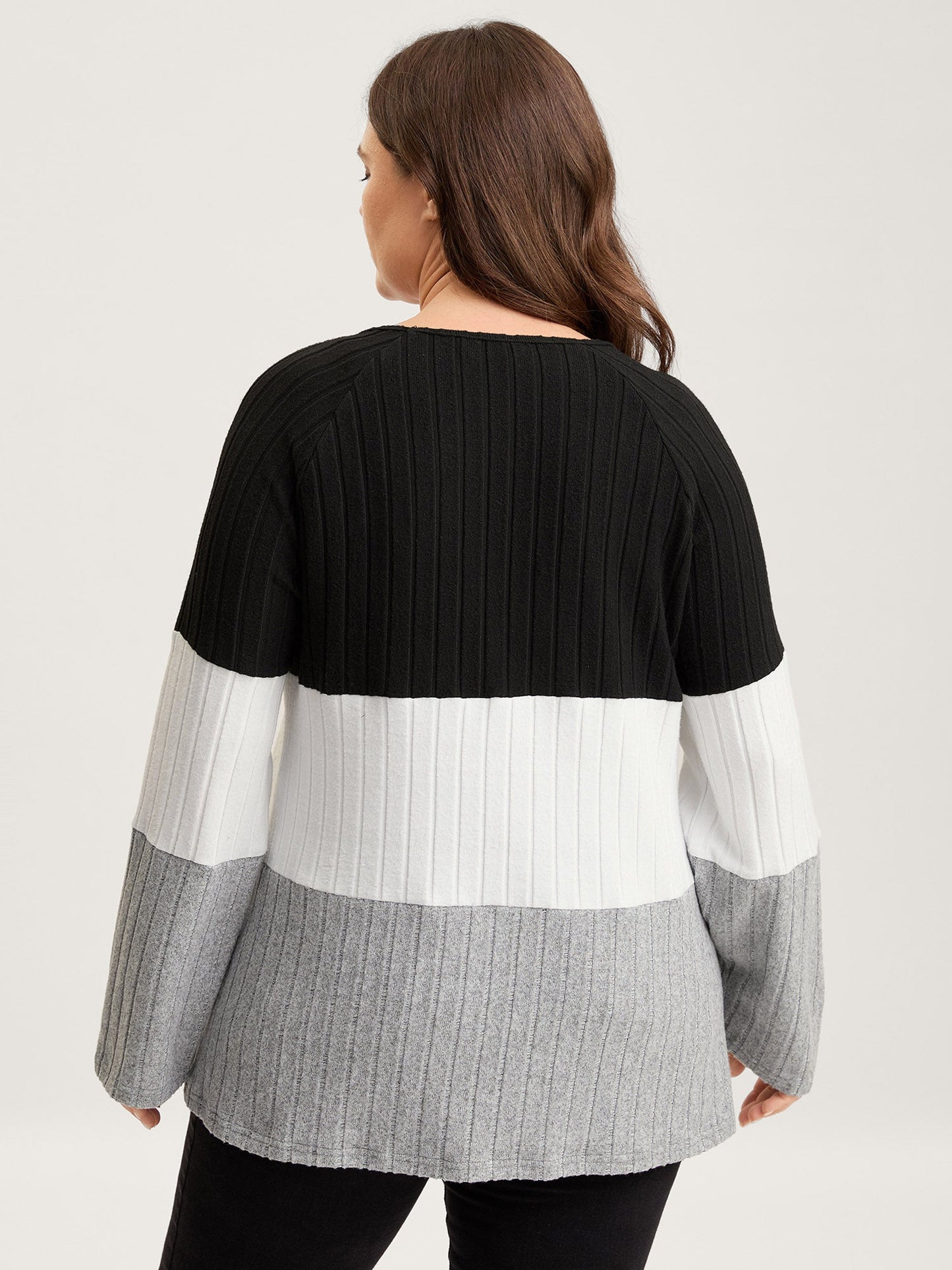 Monochrome Stripes Shoulder Button T-Shirt