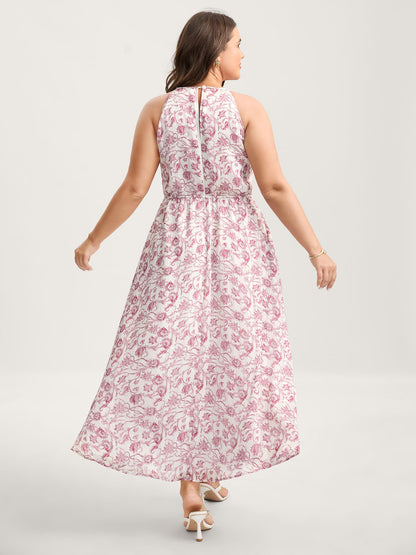 Sweet Florals Halter Neck Midi Dress