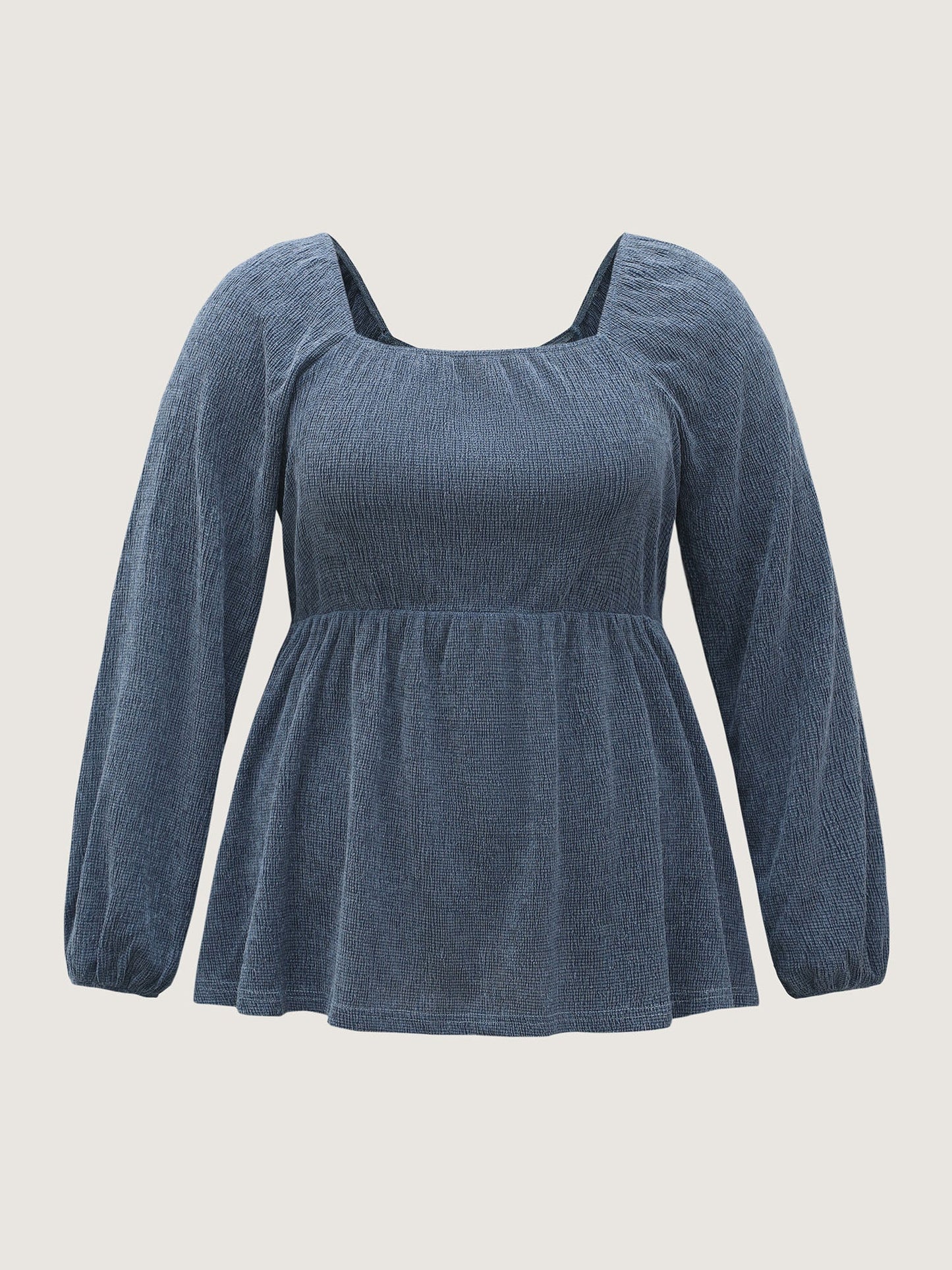 Ribbed Gathered Square Neck Knit Top