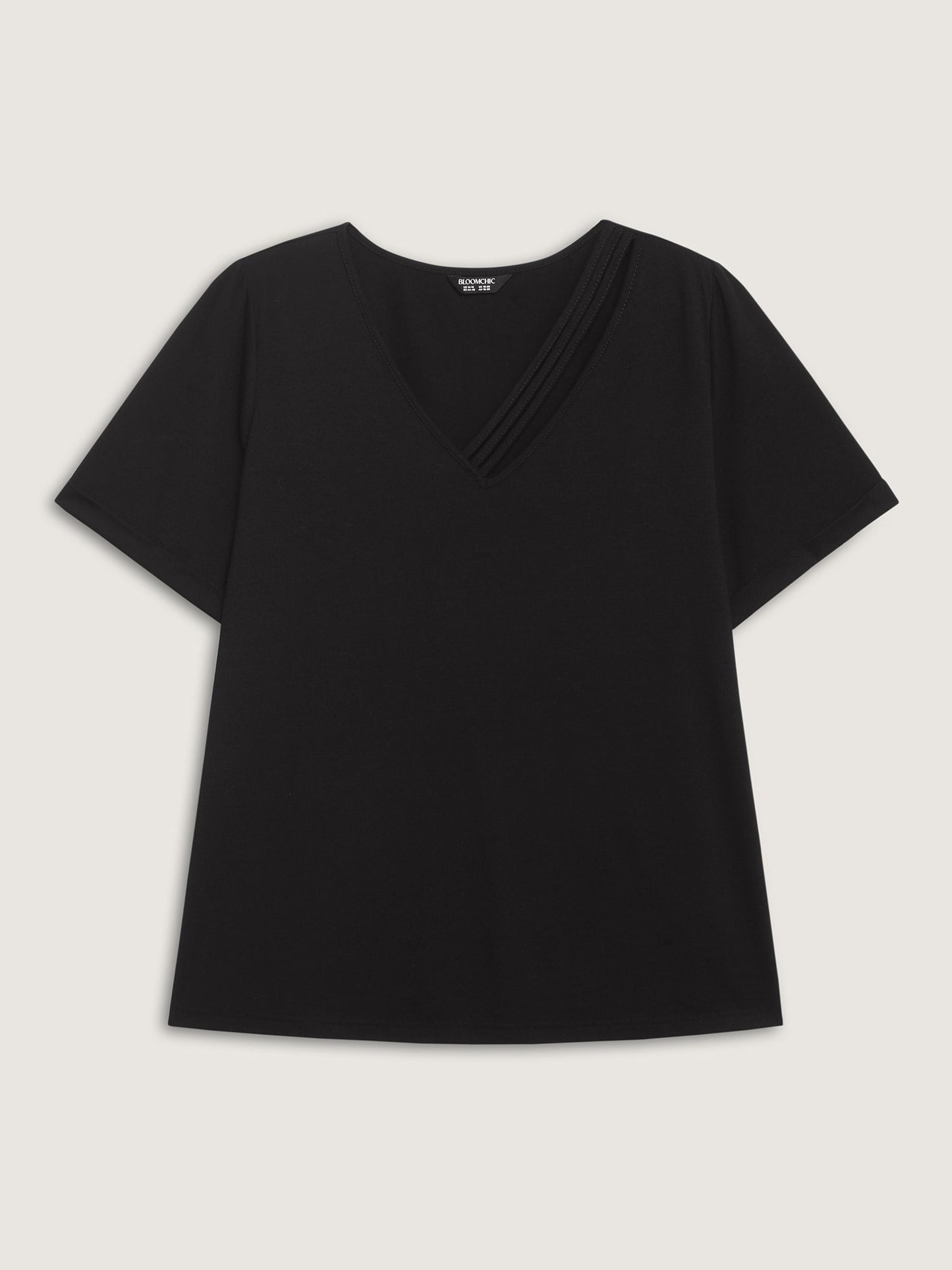 Neck Cut-Out Plain T-Shirt