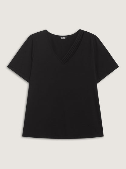 Neck Cut-Out Plain T-Shirt