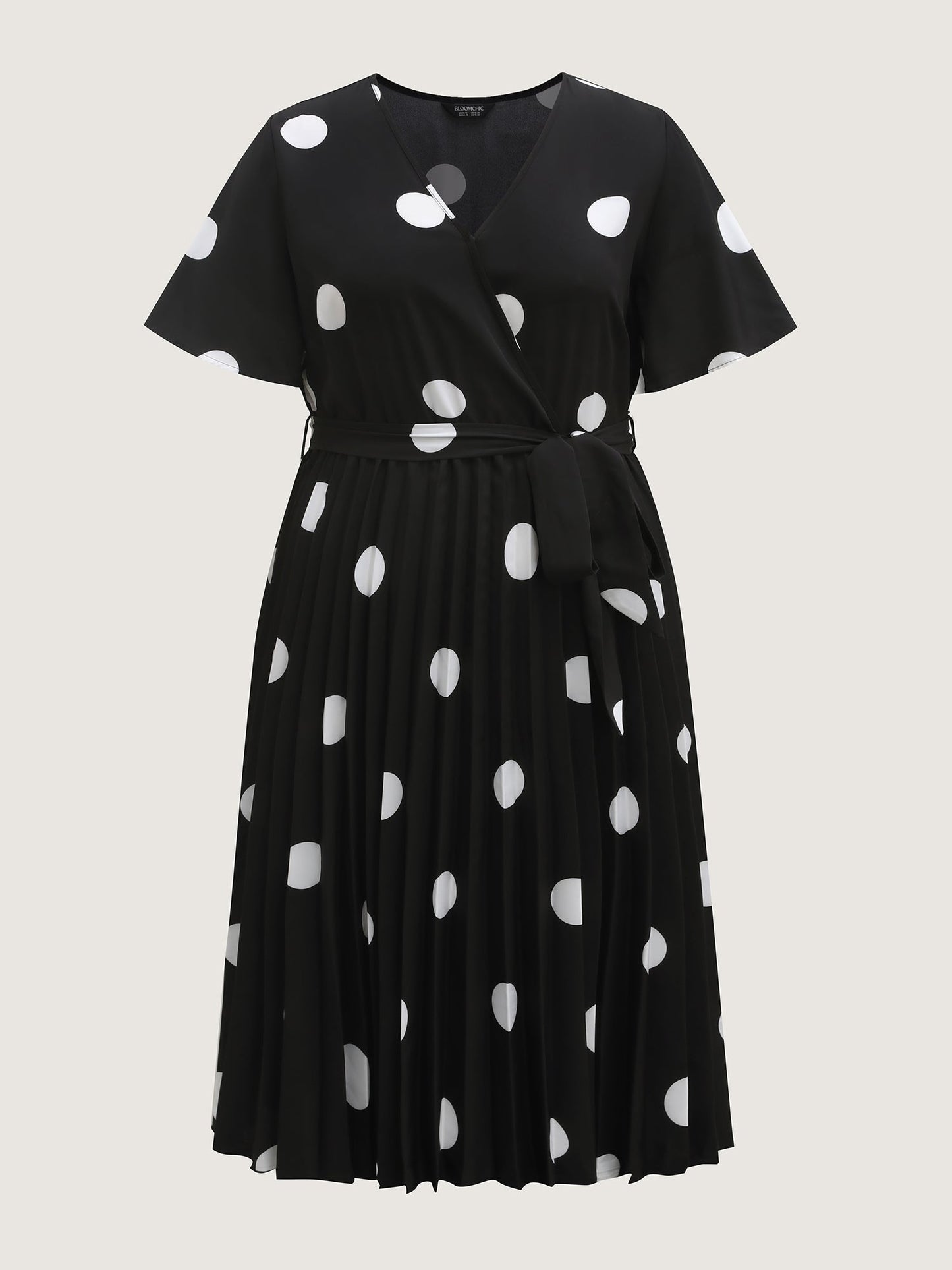 Polka Dots Stretchy Waist Pockets Midi Dress