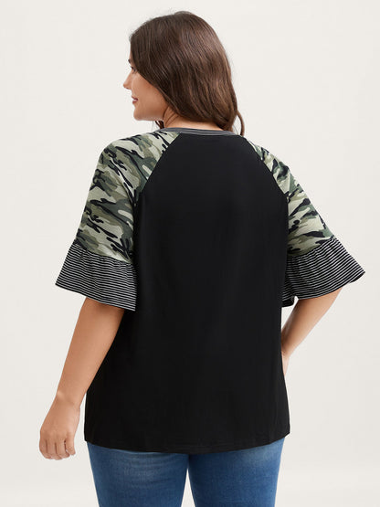Supersof Camouflage Sleeve Contrast T-Shirt