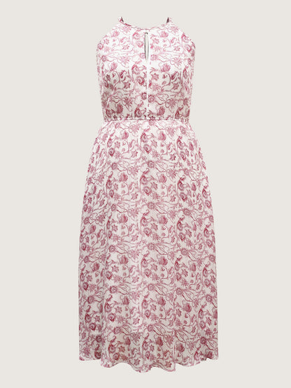Sweet Florals Halter Neck Midi Dress