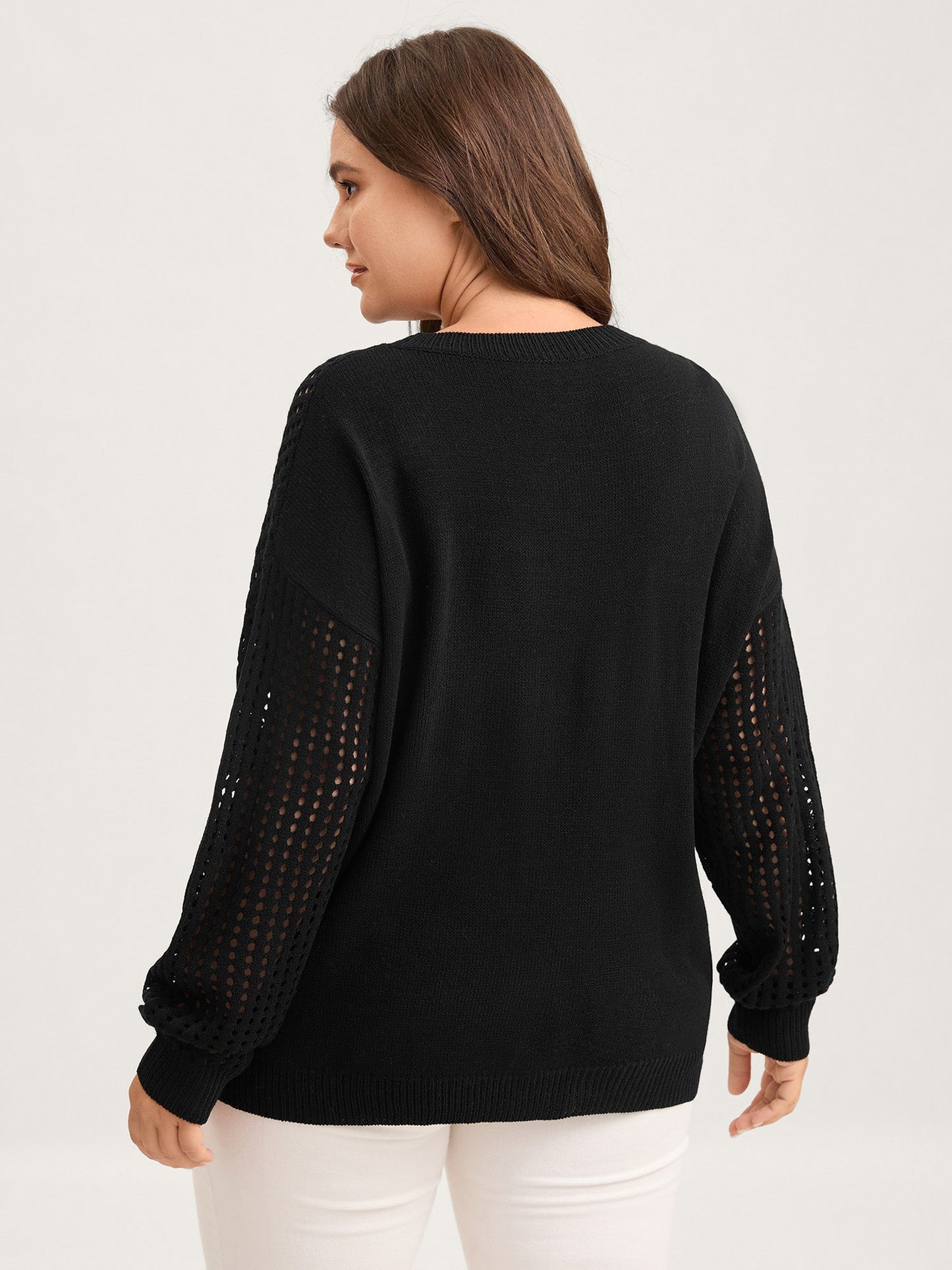 Jacquard Cut-Out Solid Pullover