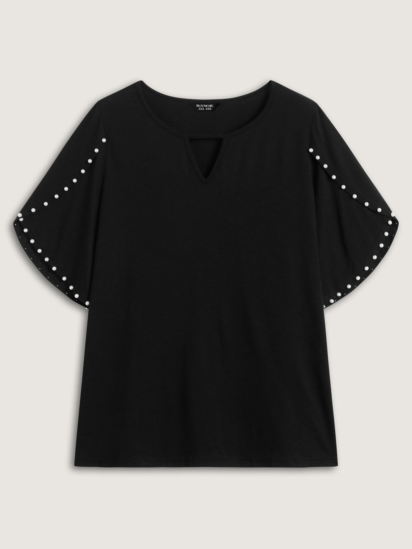 Pearl Petal Sleeve Neck Cut-Out Blouse