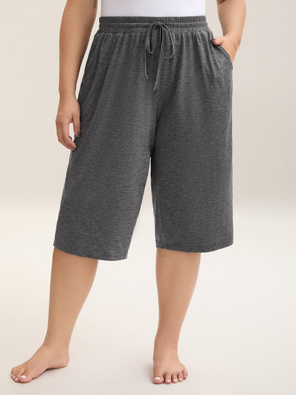 Mixed Color Knit Drawstring Loungewear Bottoms