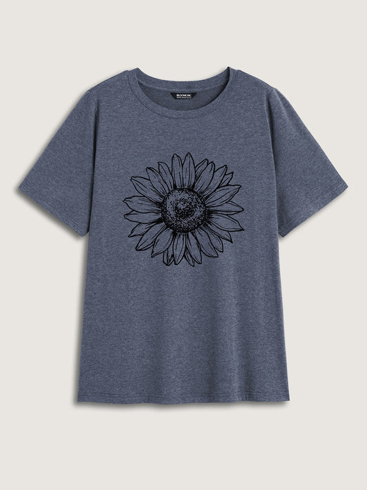 Sunkissed Sunflower Round Neck T-Shirt