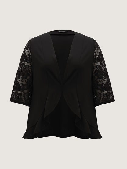 Sheer Lace Stretchy Arc Hem Jacket
