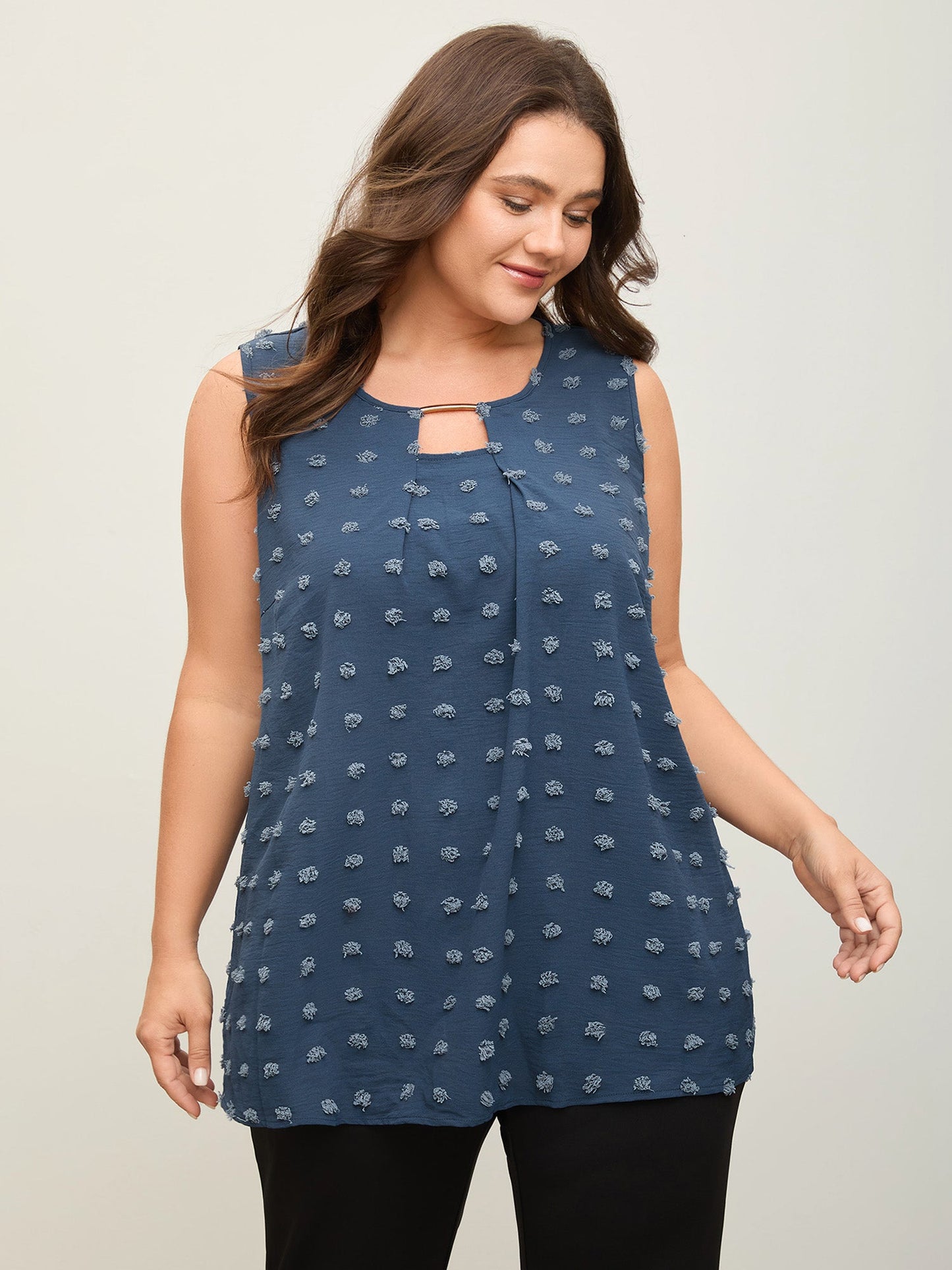 Textured Dots Metal Detail Tank Top