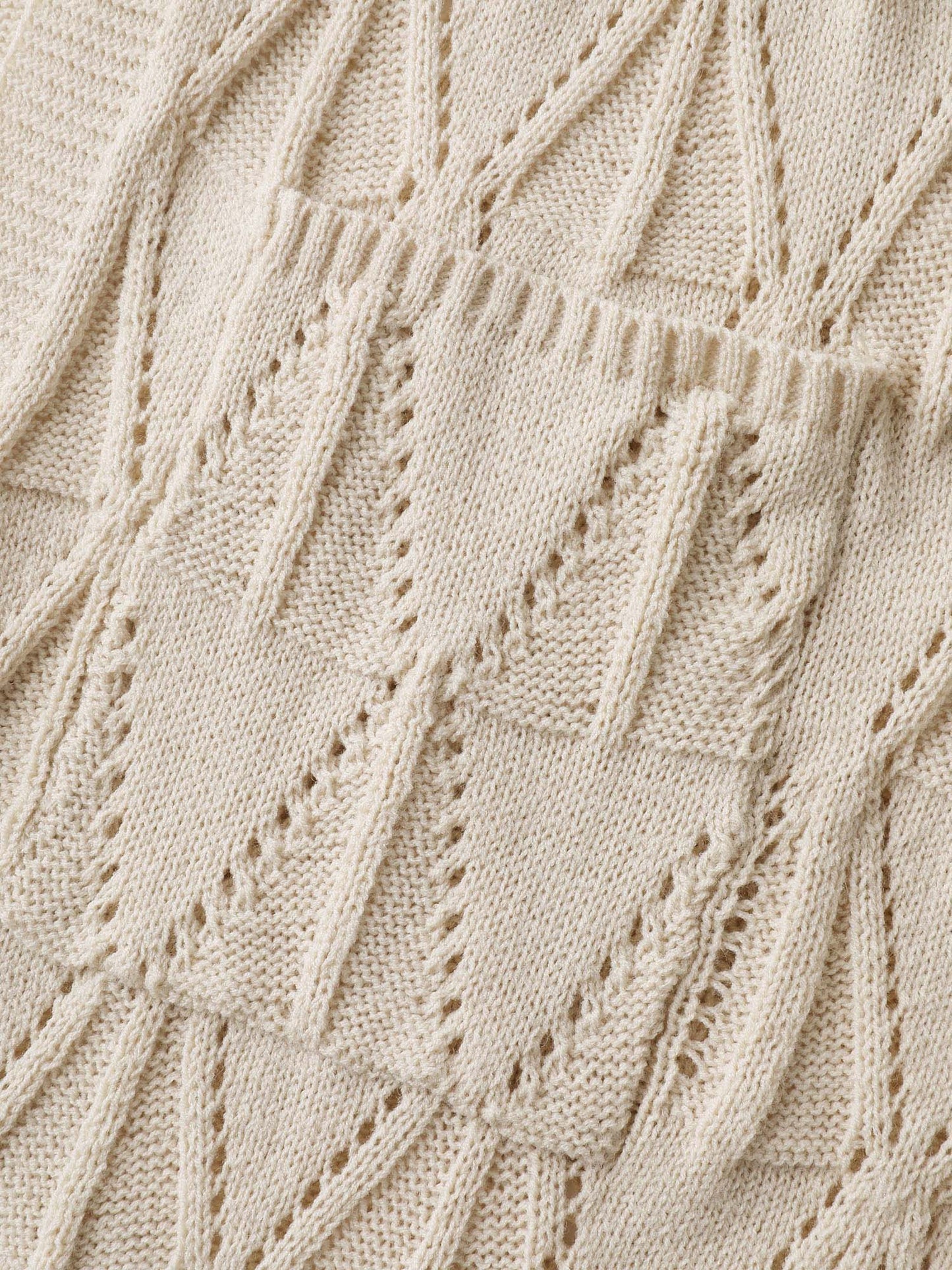 Textured Cut-Out Slit Pockets Knit Cardigan