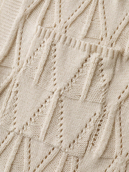 Textured Cut-Out Slit Pockets Knit Cardigan