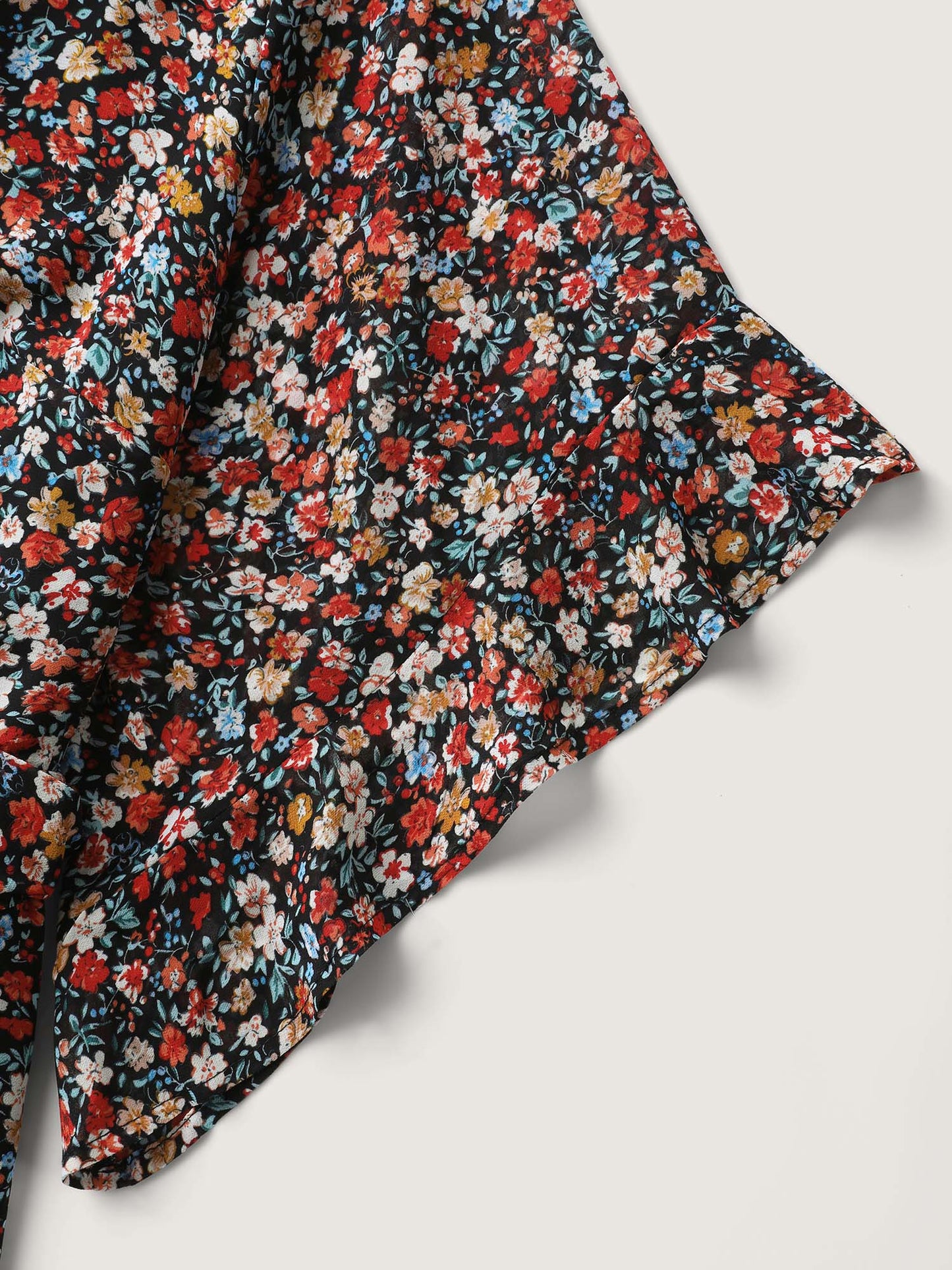 Floral Print Pockets Flared Sleeve Midi Dress