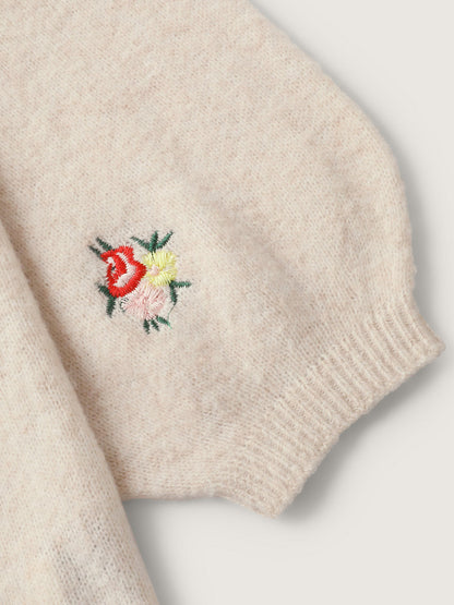 Supersoft Floral Embroidery Front Triple Tie Knit Cardigan