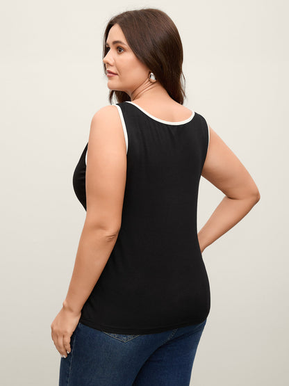 Color Contrast V-Neck Fitted Tank Top
