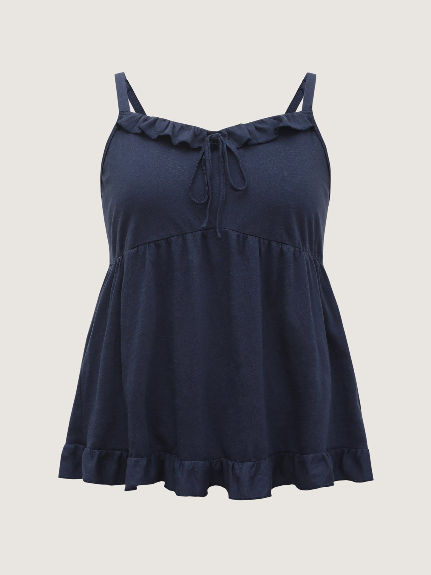 Ruffle Adjustable Neck Tie Wavy Edge Top