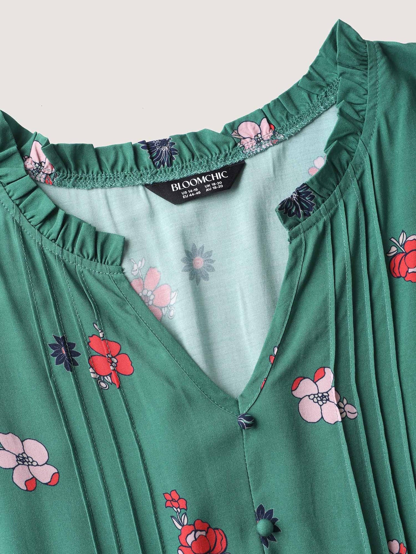 Floral Pleated Notched Collar Midi Dress
