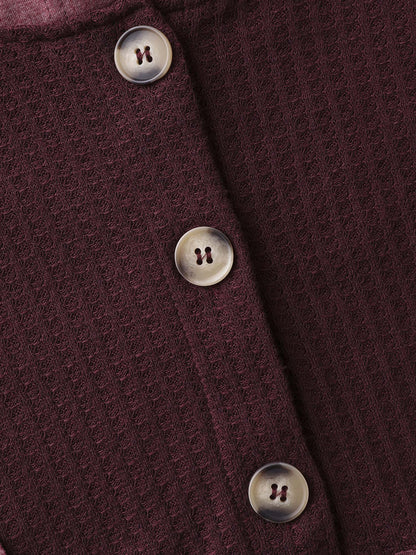 Color Contrast Button Detail Hoodie