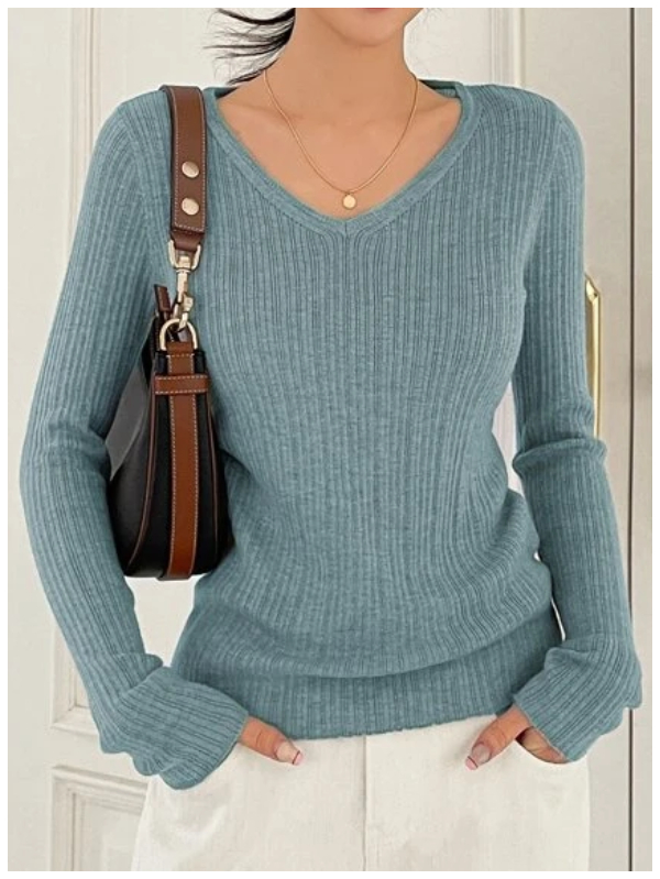 Solid V Neck Sweater