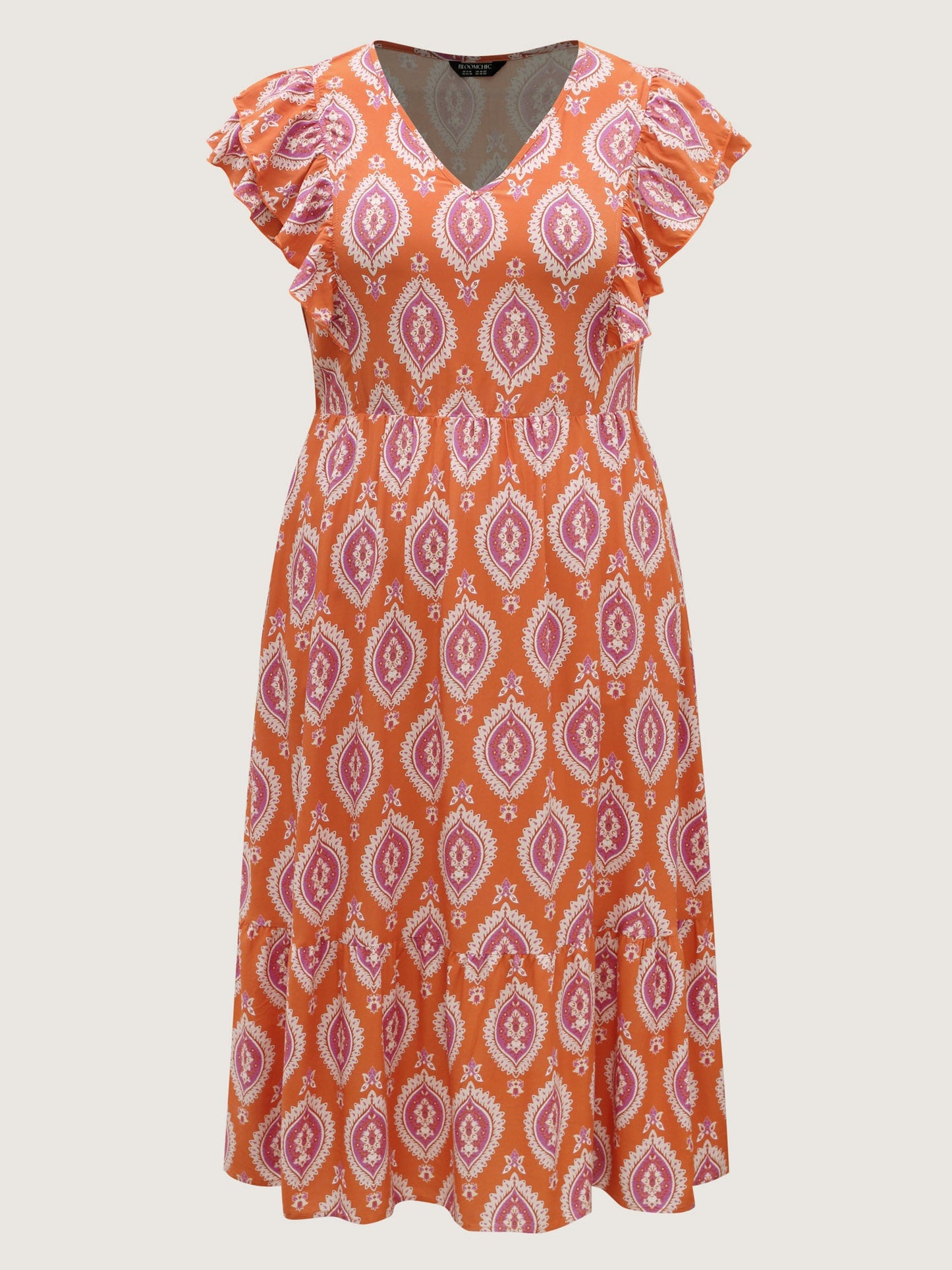 Rayon Boho Print Pocket Midi Dress