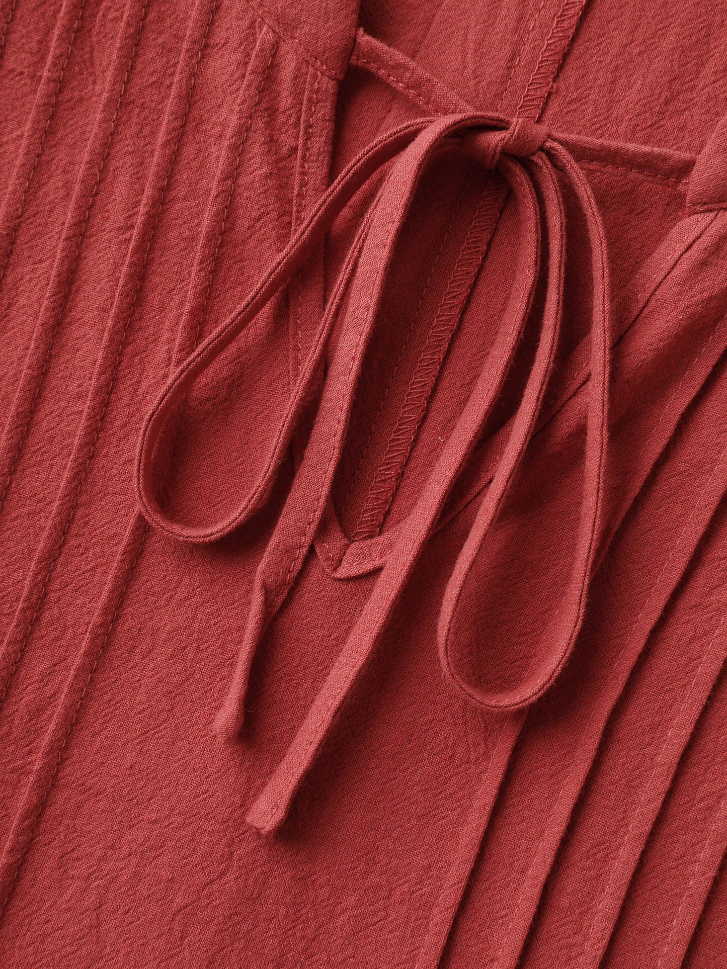Pure Cotton Pleated Pockets Midi Dress