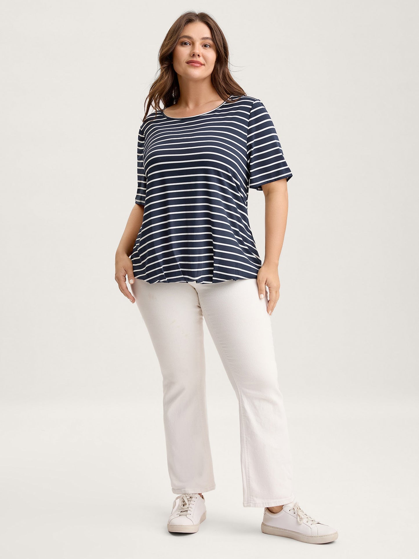 Striped Relaxed Fit Round Neck T-Shirt