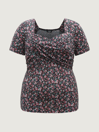 Floral Print Sweetheart Bust Ease Top