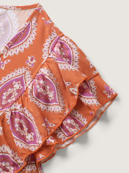 Rayon Boho Print Pocket Midi Dress