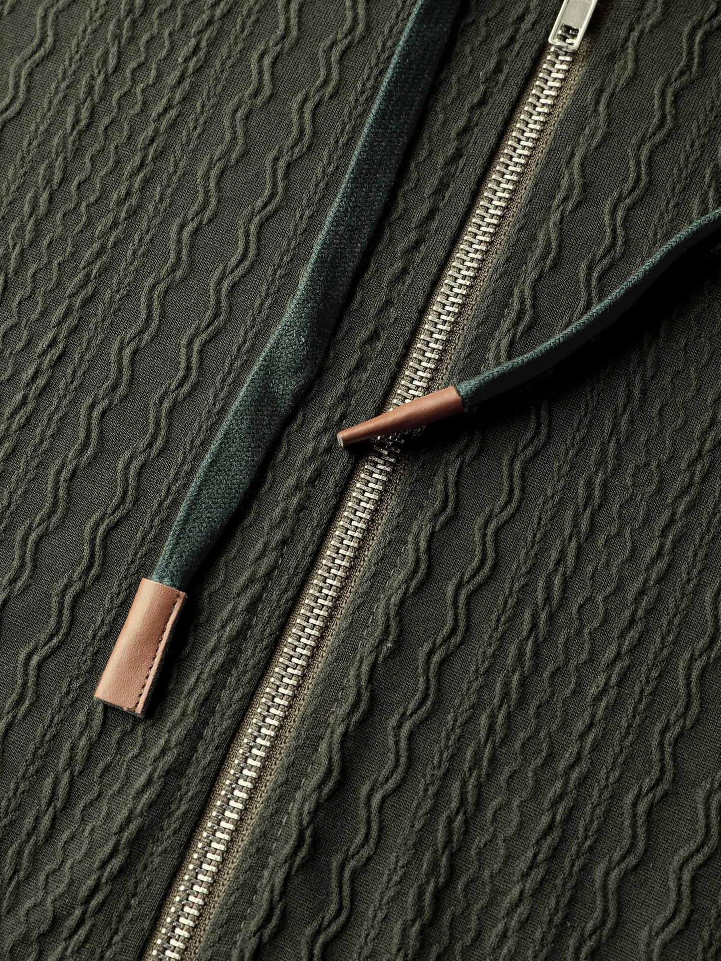 Textured Solid Pocket Zipper Hoodie