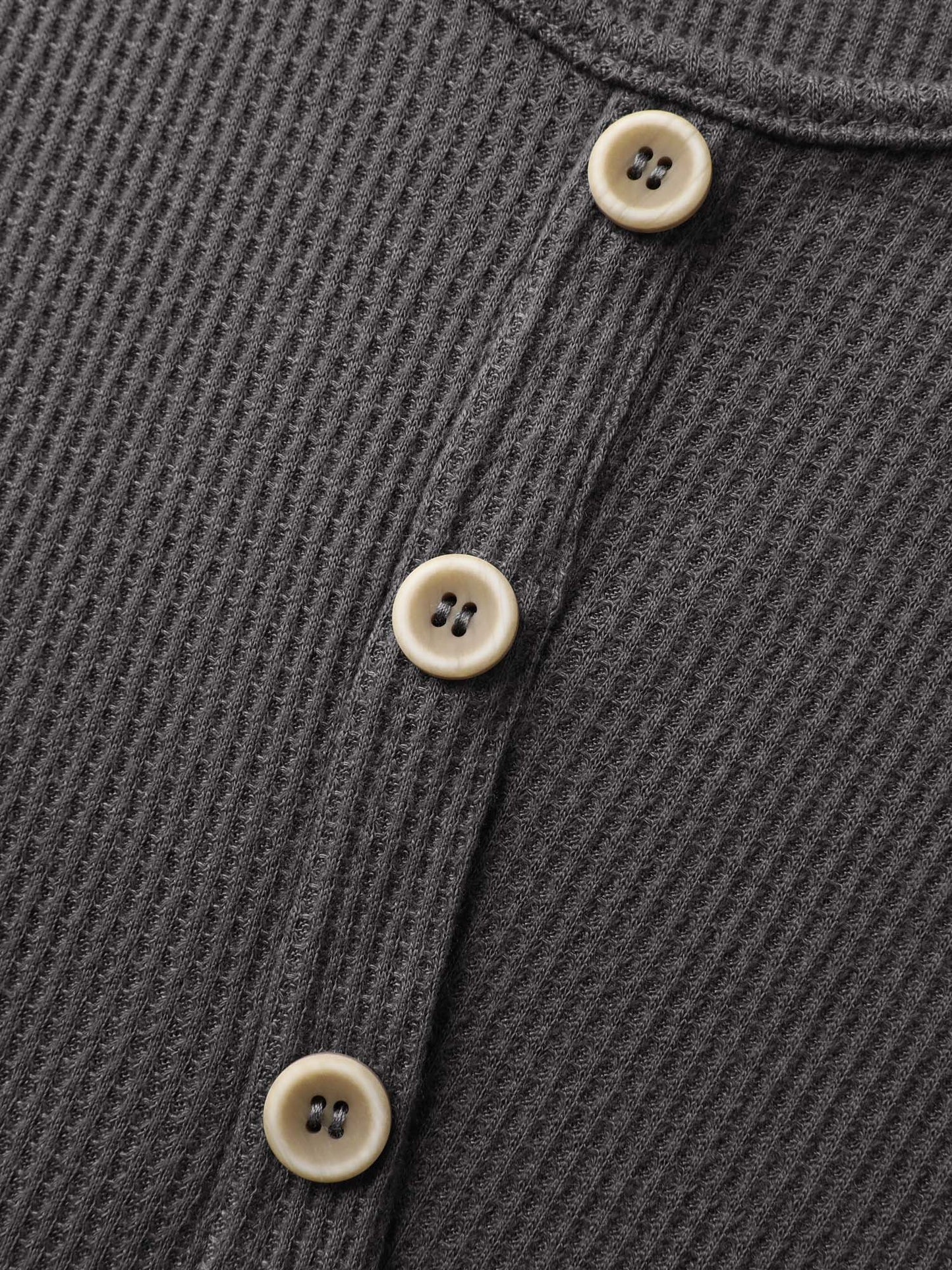 Waffle Bubble Hem Buttons Tank Top