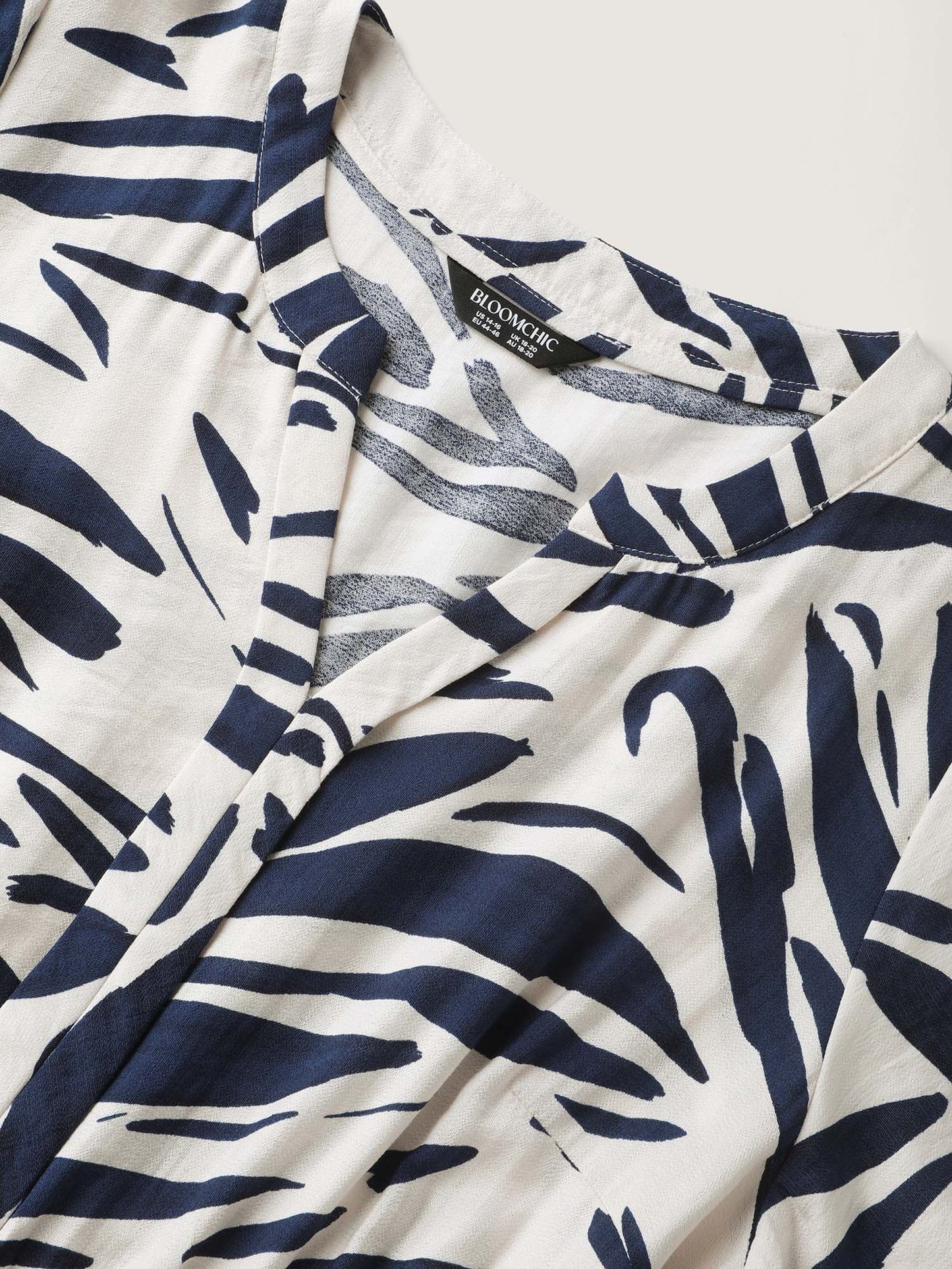 Abstract Print Belted Pockets Midi Dress