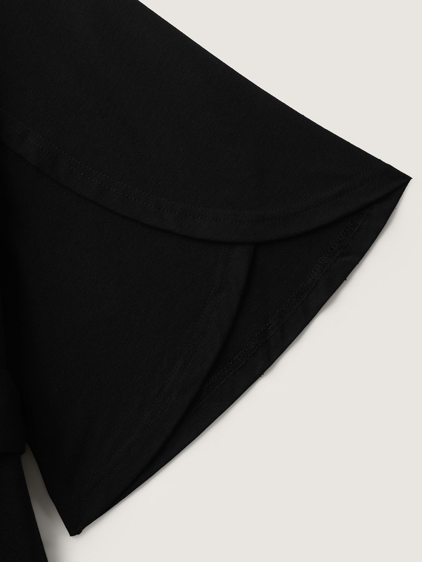 Petal Sleeve Belted Waist-Defining Midi Dress