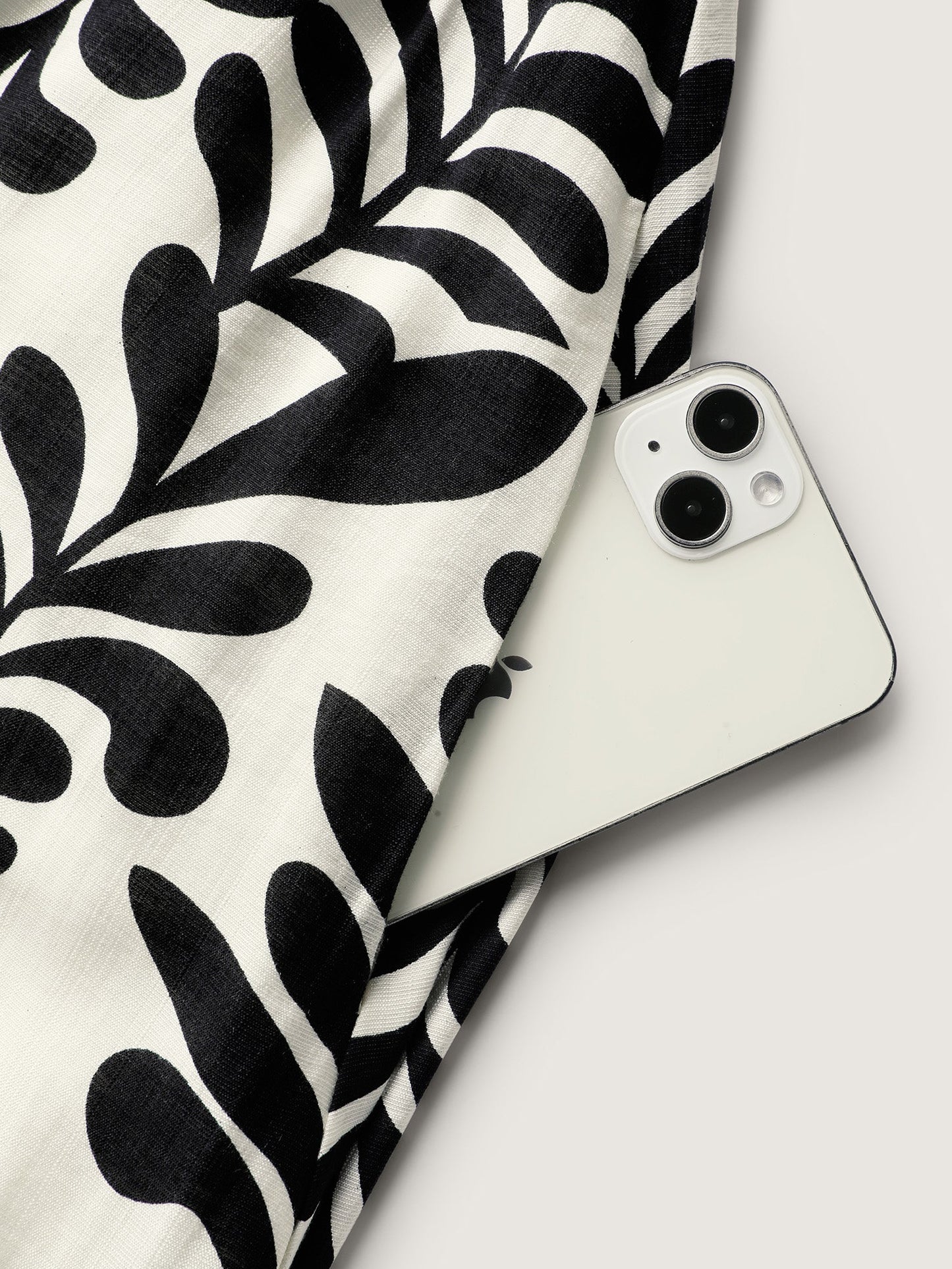 Leafy Print Shirred Waist Midi Dress