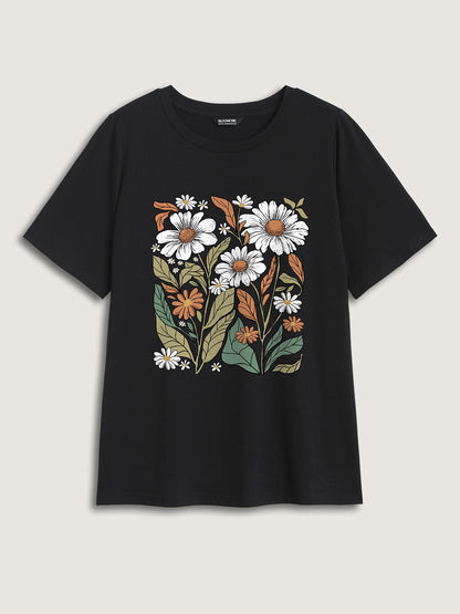Blooming Florals Round Neck T-Shirt