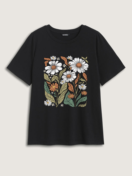 Blooming Florals Round Neck T-Shirt