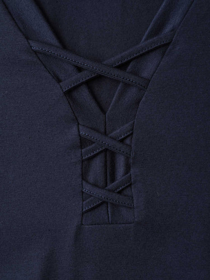 Supersoft Neck Tie-Up Pockets Midi Dress