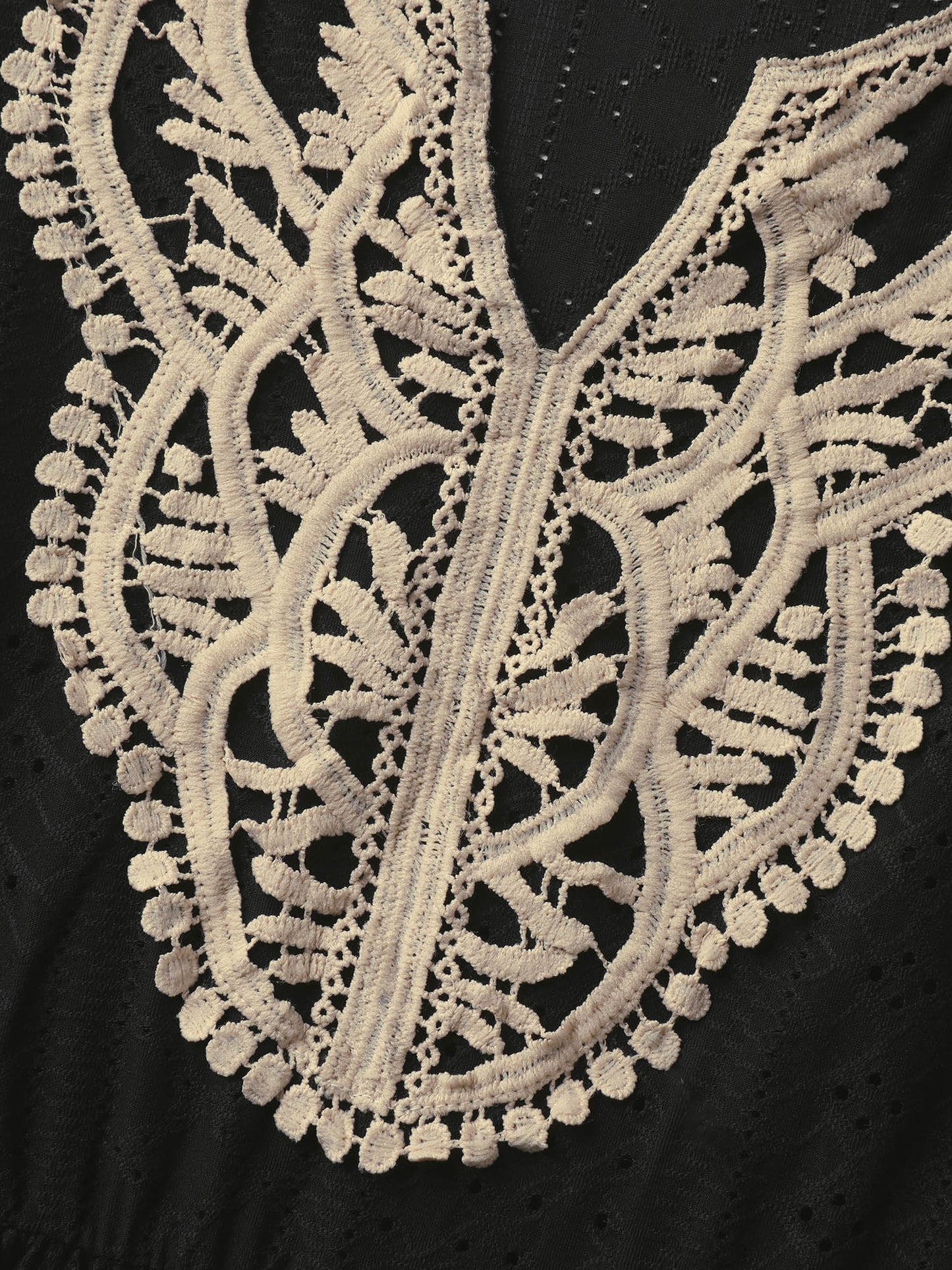 Textured Floral Lace Neck Long Tank Top