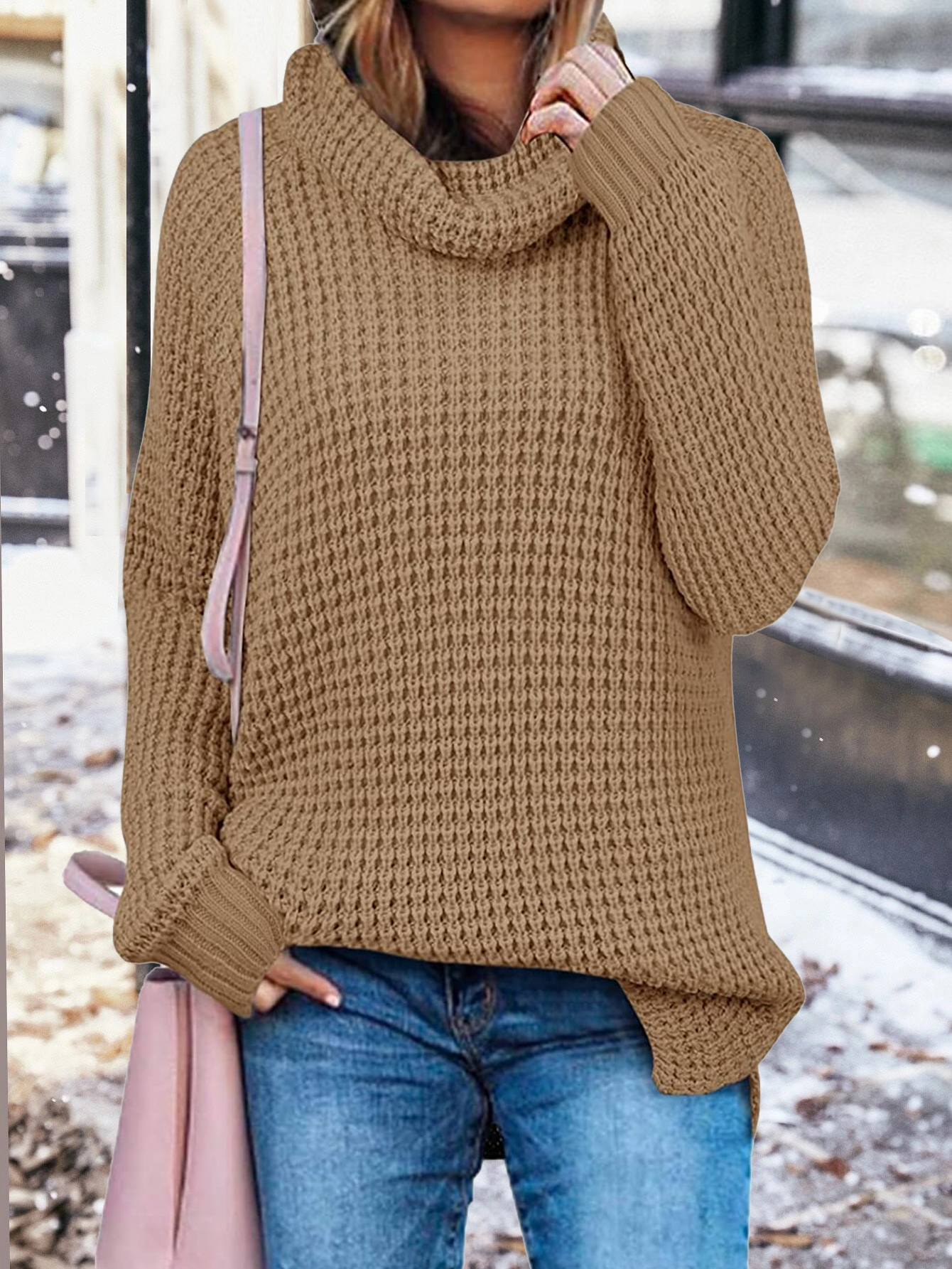 Women's Long Sleeve Turtleneck Loose Sweater