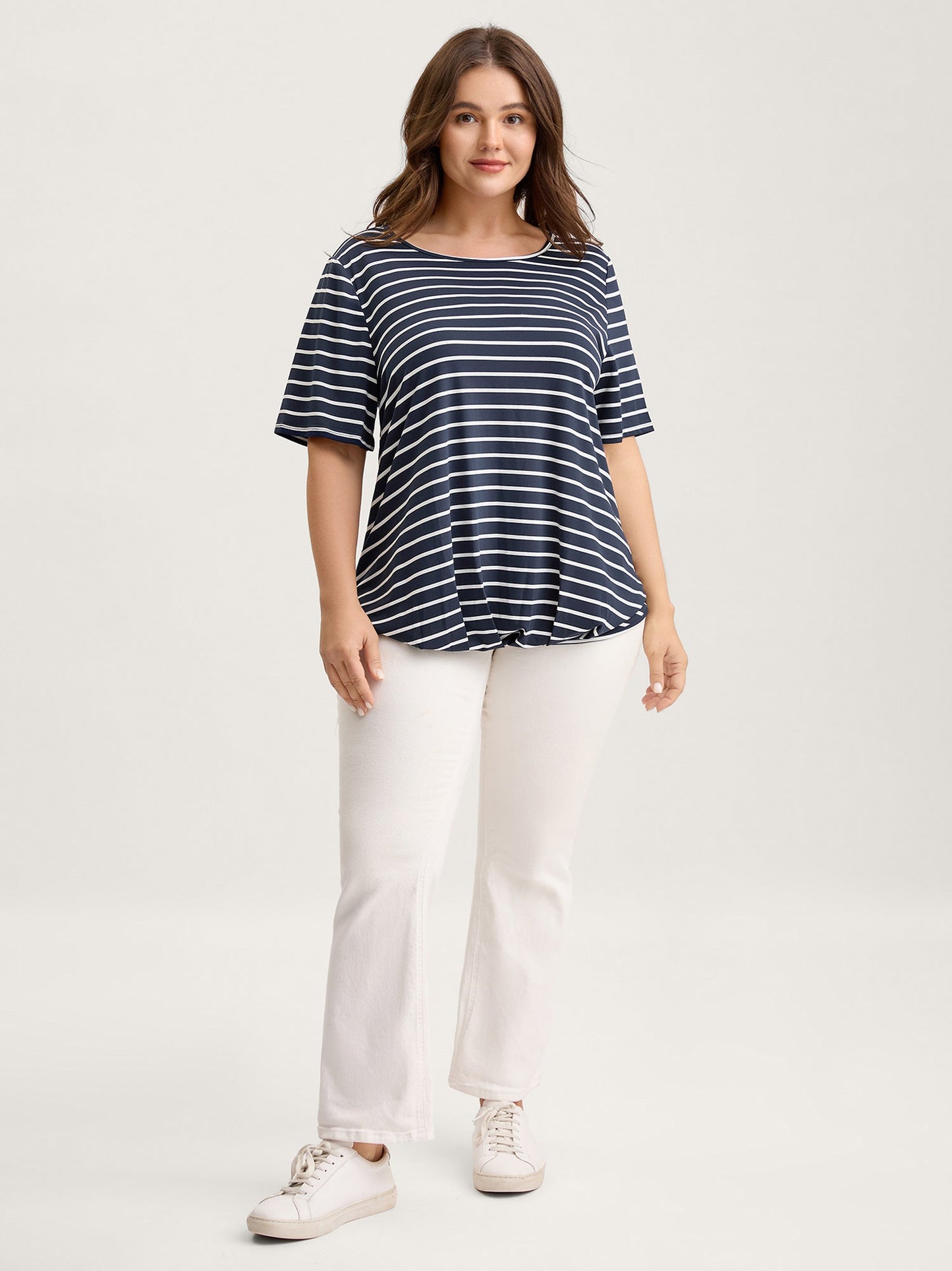 Striped Relaxed Fit Round Neck T-Shirt
