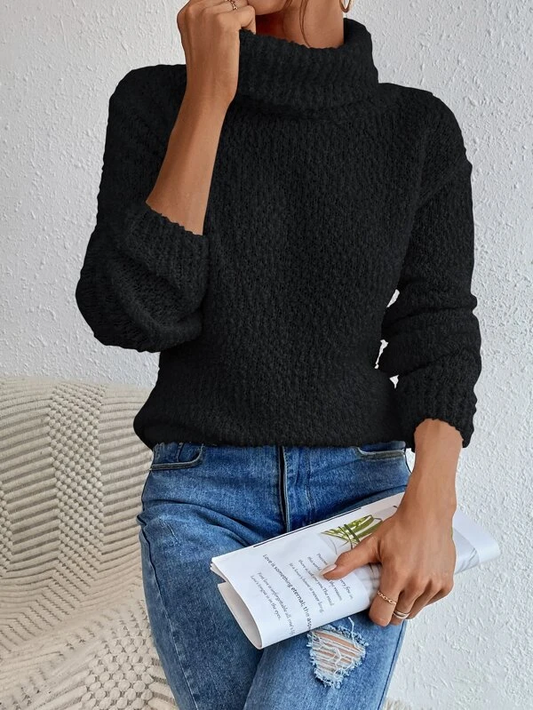 Knit Turtleneck Drop Shoulder Sweater
