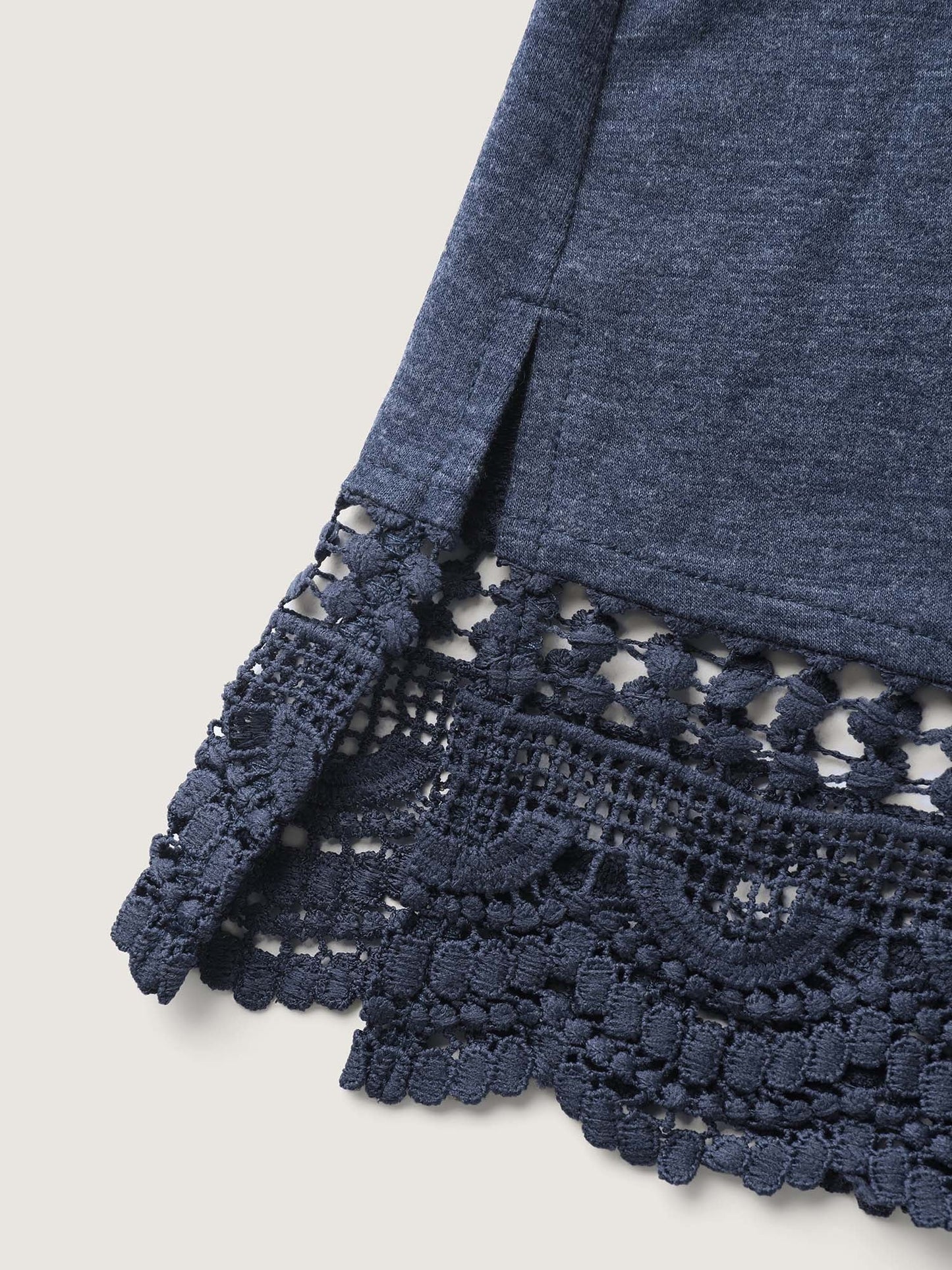 Lace Trim Cut-Out Patchwork Sweatshirt