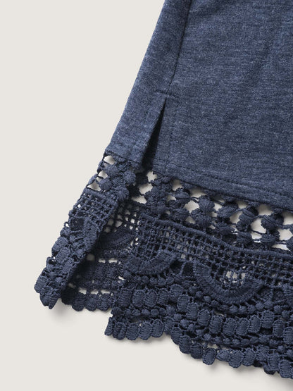 Lace Trim Cut-Out Patchwork Sweatshirt
