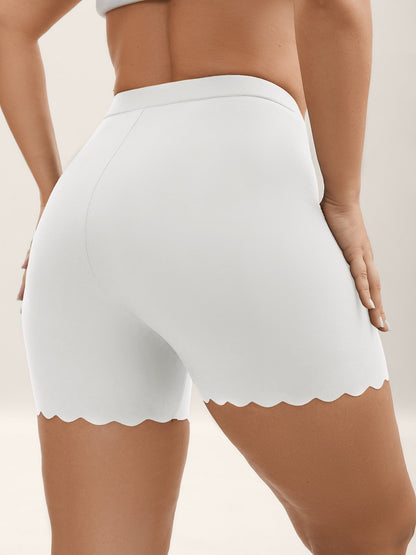 Scalloped Trim Stretchy Skinny-Fit Leggings