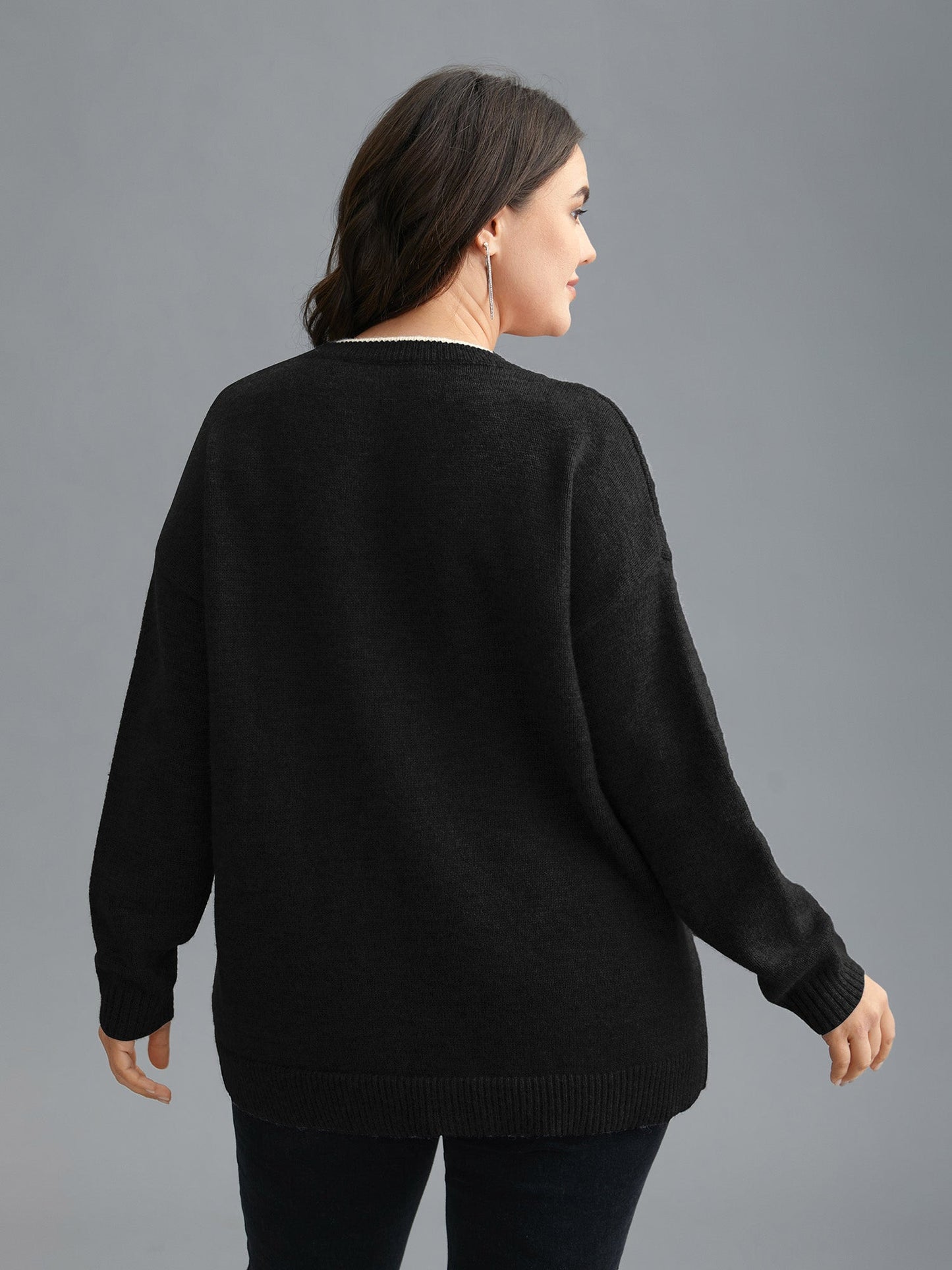 Floral Textured Crew Neck Pullover
