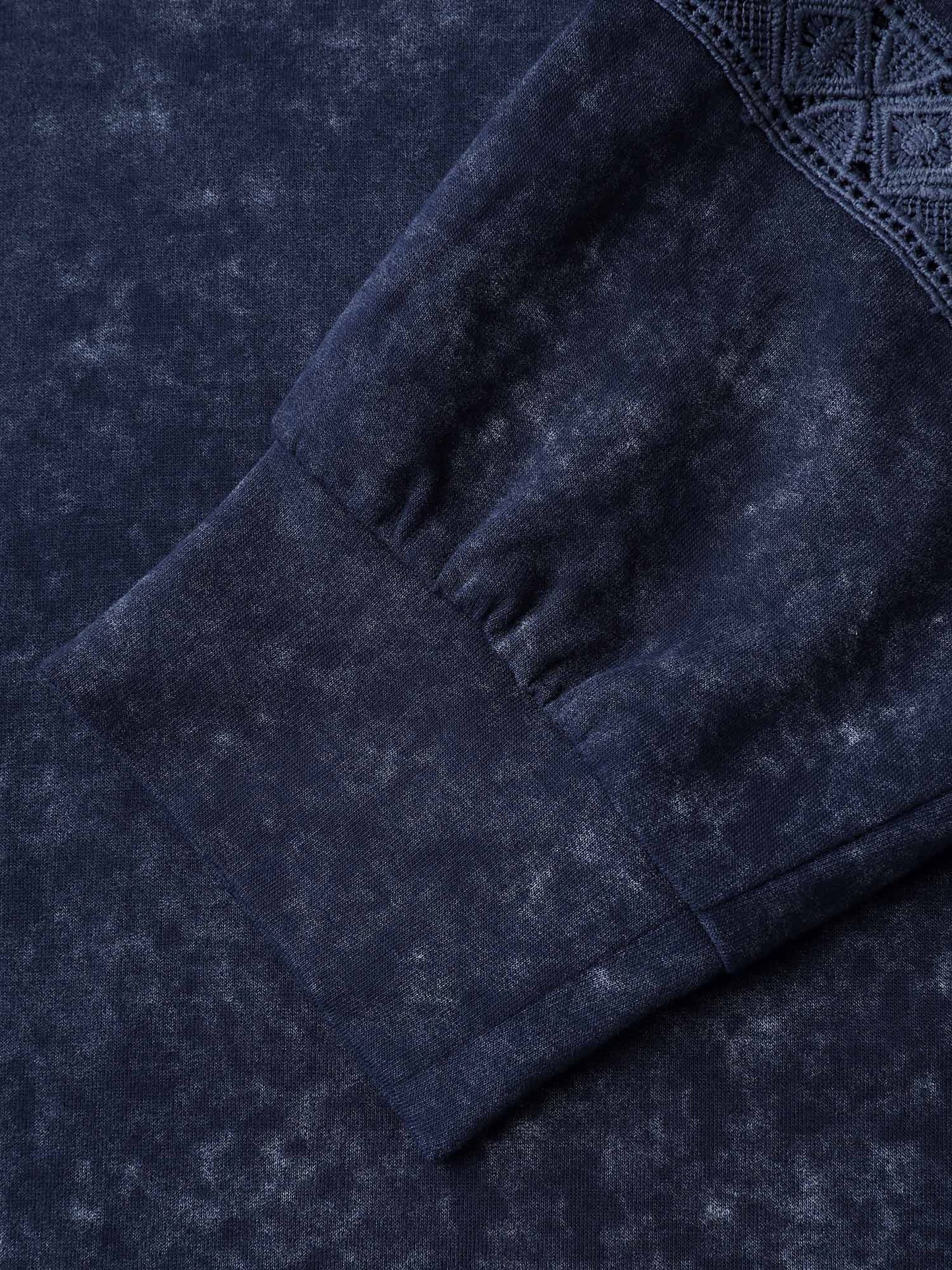 Snow Wash Effect Lace Trim Sweatshirt