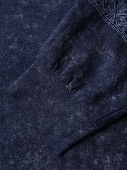 Snow Wash Effect Lace Trim Sweatshirt