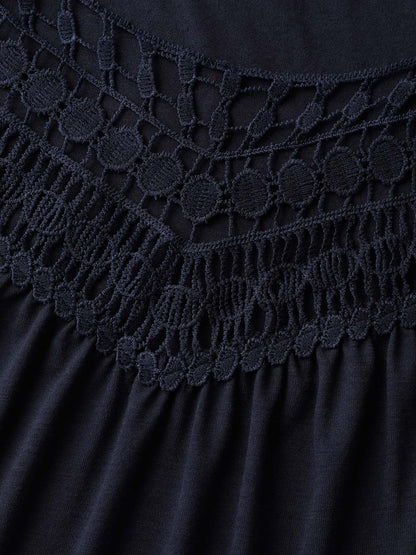 Neckline Sheer Lace Neck T-Shirt